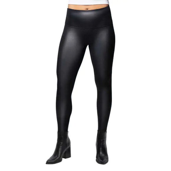 DEFECT Jane & Bleecker Women Faux Leather Hi Waist Legging Black Sz XL $70 VV045 - Picture 1 of 9